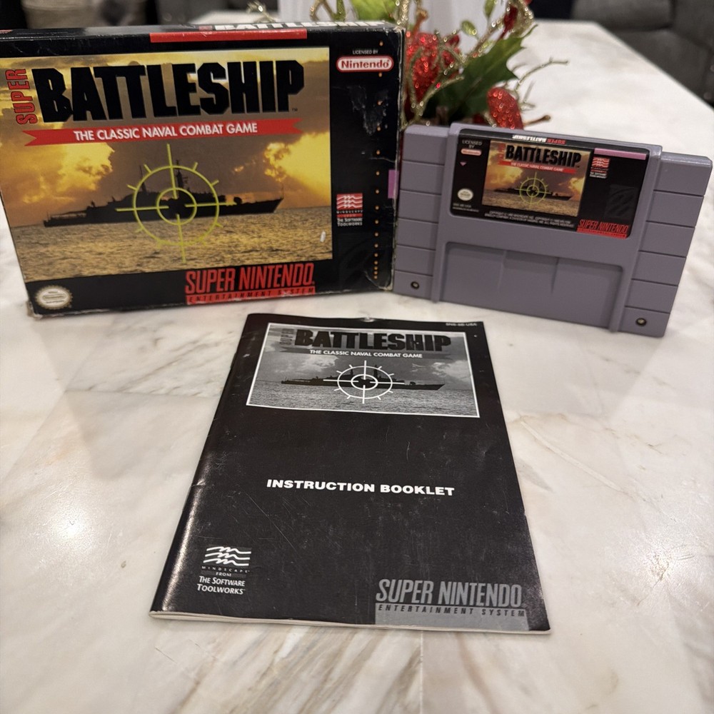 Super Battleship Super Nintendo SNES 1993 With Case And Manual Missing Inserts