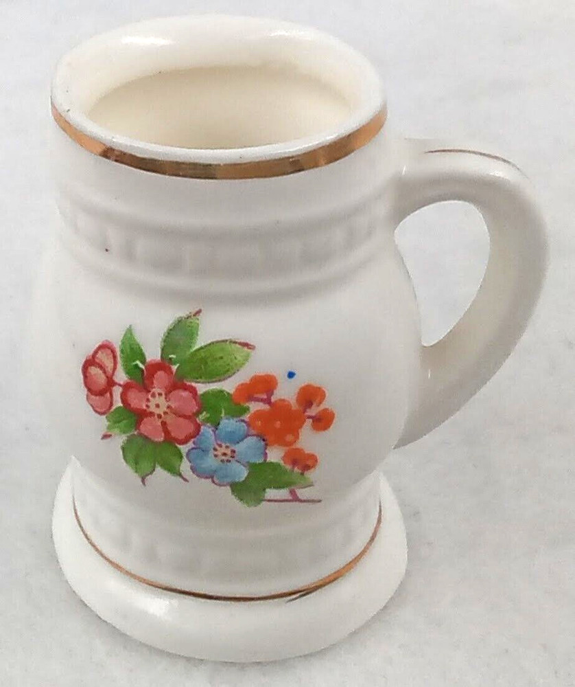 Miniature Jug Holder Decor Handle White Bone China Floral Pink Blue Red Gold 2