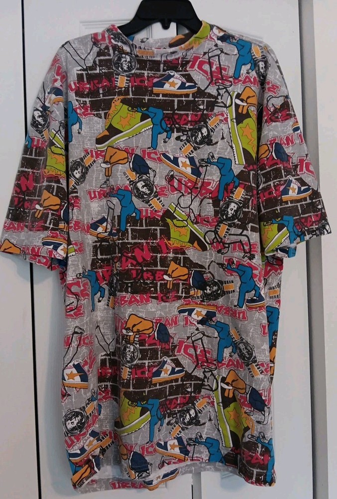 Urban Ice 3XL 90s, Y2K Shirt Grafitti  Breakdance, Brick, Benjamin, Lime Green