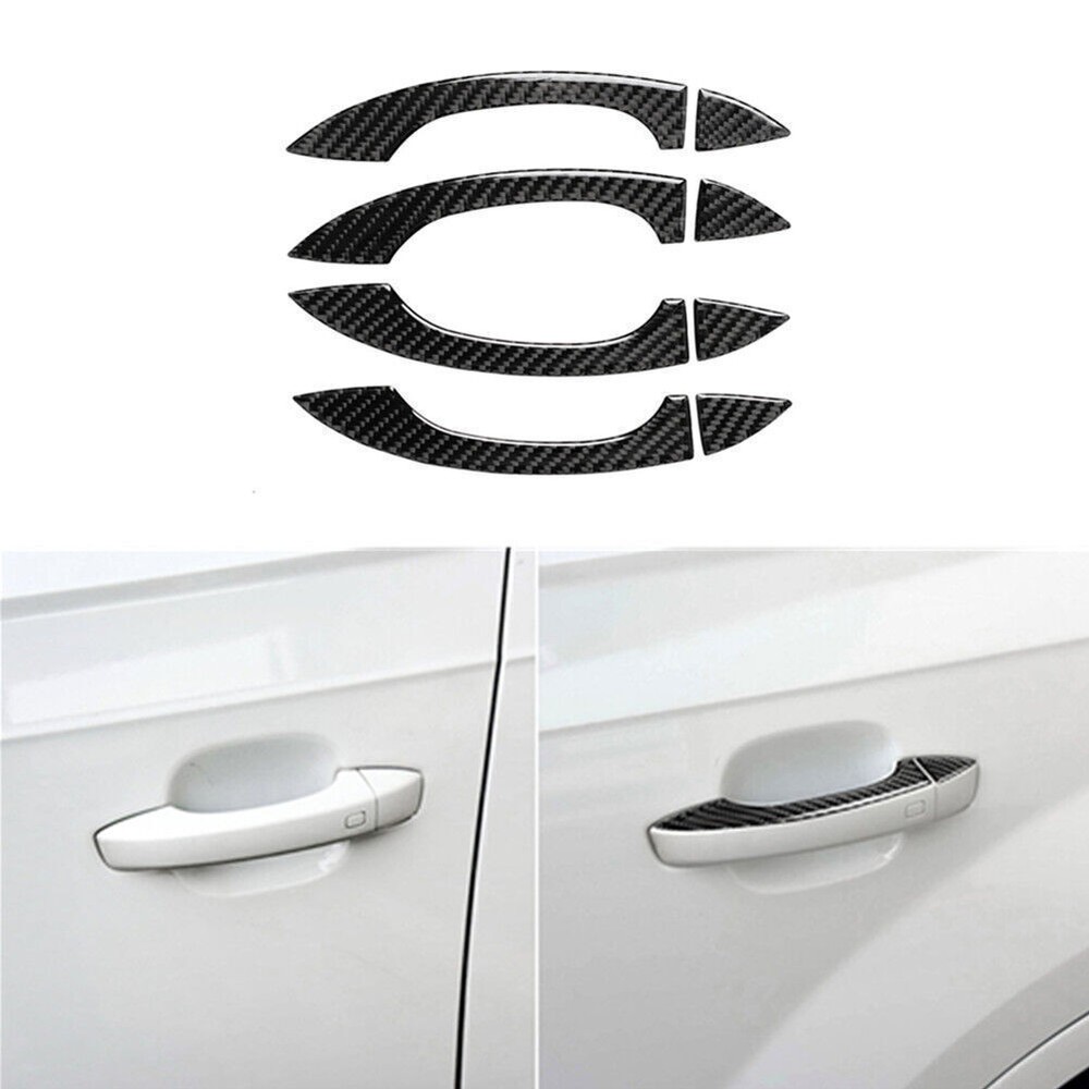 Car Outside Door Handle Trim Interior Carbon Fiber Sticker For Audi Q7 2016-2019