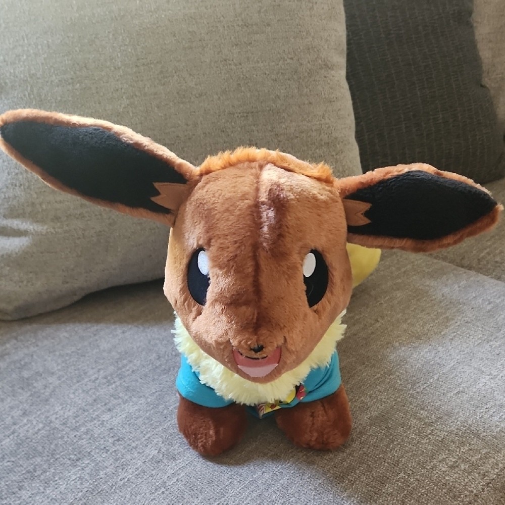 Build A Bear Pokemon Eevee Plush in Blue Outfit with Sound Voicebox