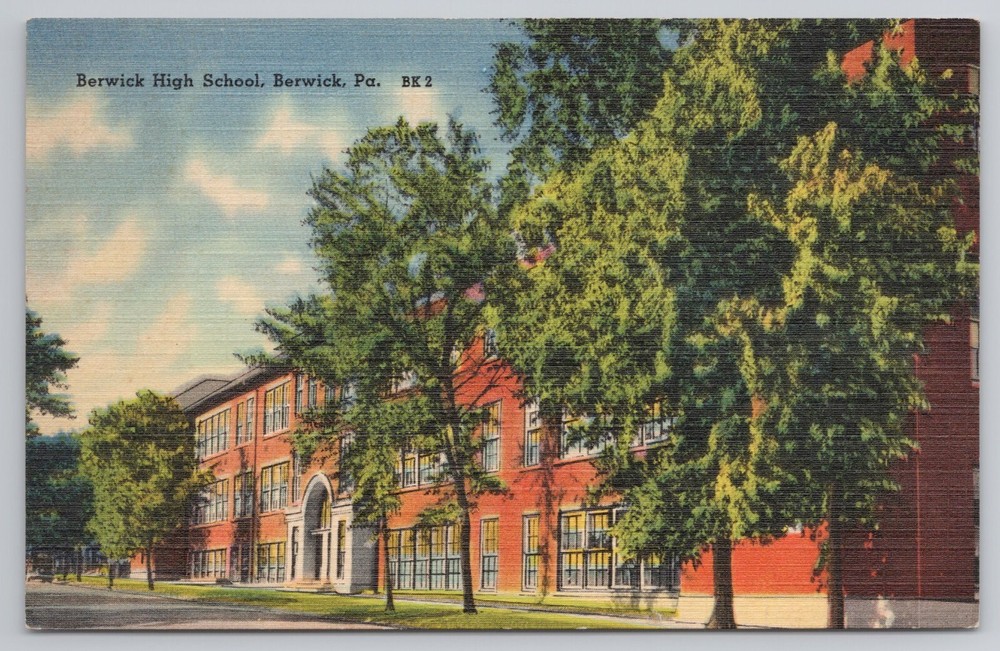 Berwick High School Berwick Pennsylvania Columbia County c1930s Linen Postcard