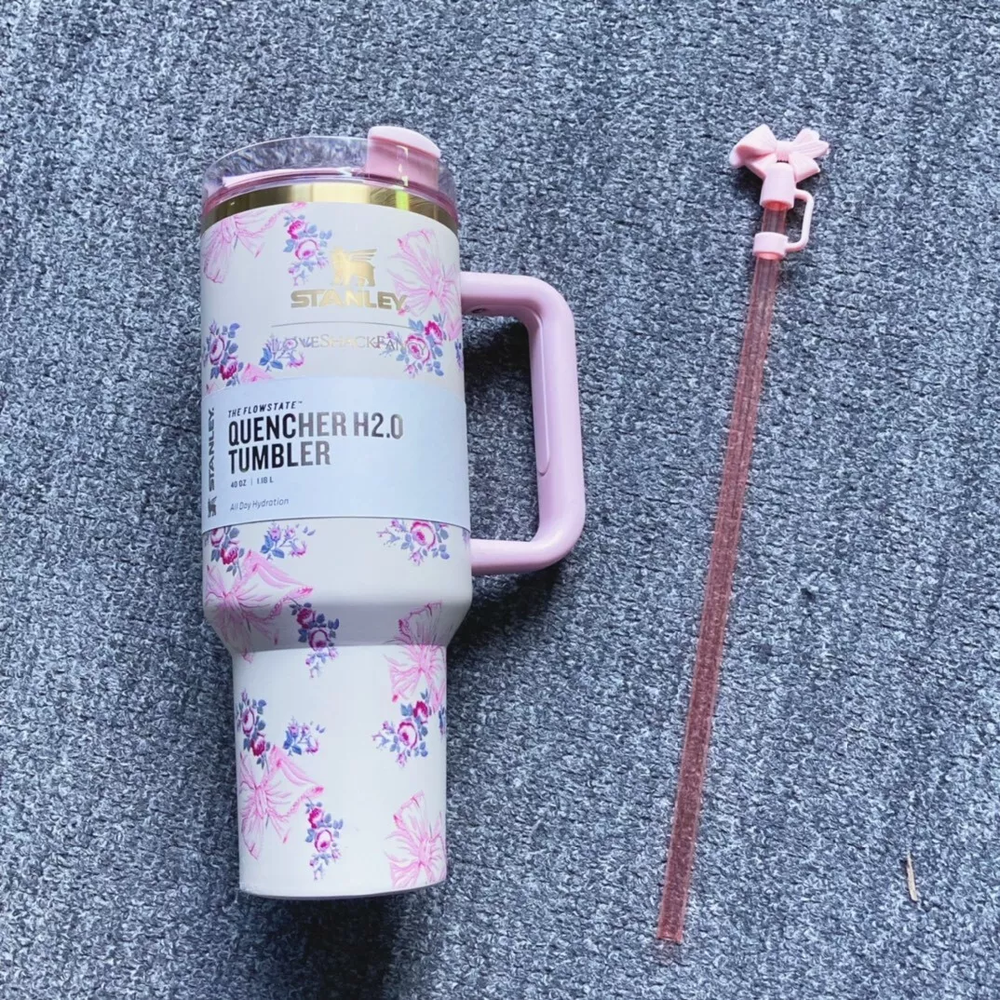 STANLEY x LoveShackFancy 40oz Tumbler in Rosa Beaux Pink with Gift Box