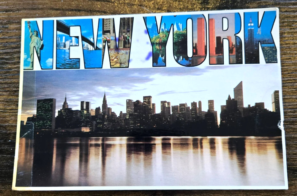 New York City Aerial View Manhattan East Side Skyline Vintage Postcard
