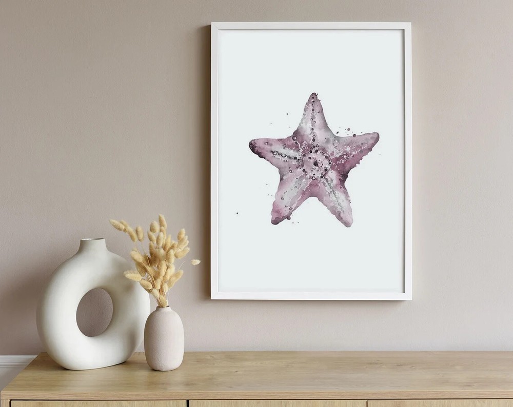 Pink Starfish Star Minimalistic Poster Premium Quality Choose your Size