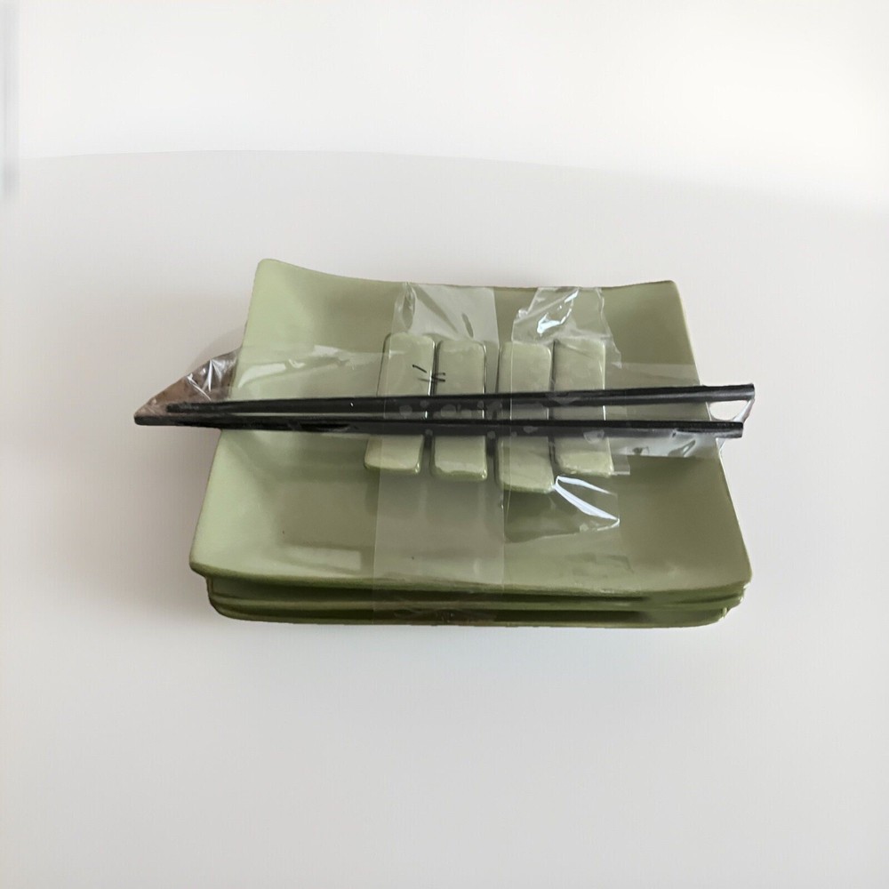 8-Piece 12-Inch Green Rectangle Plates for Party Wedding Steak Sushi Taco Serving