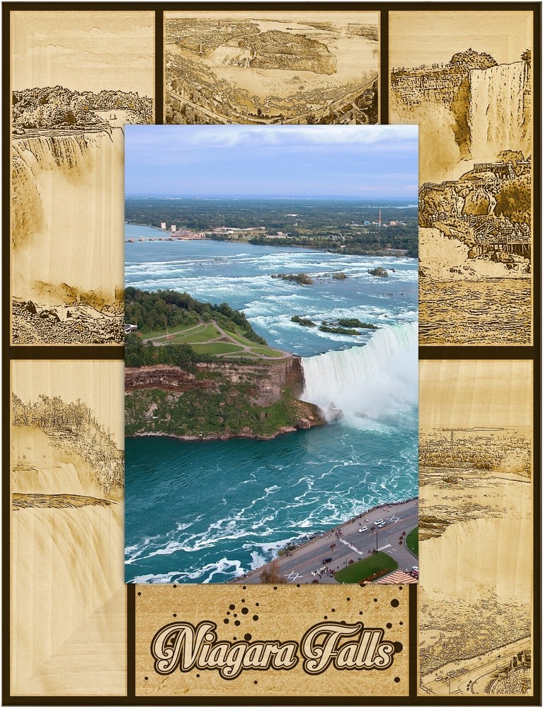 Niagara Falls Laser Engraved Wood Picture Frame Portrait (4 x 6)