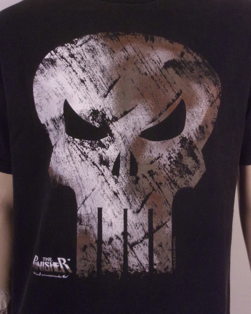 vintage 00s Y2K Marvel Mad Engine 2004 The Punisher T-Shirt Skull Logo sz XL