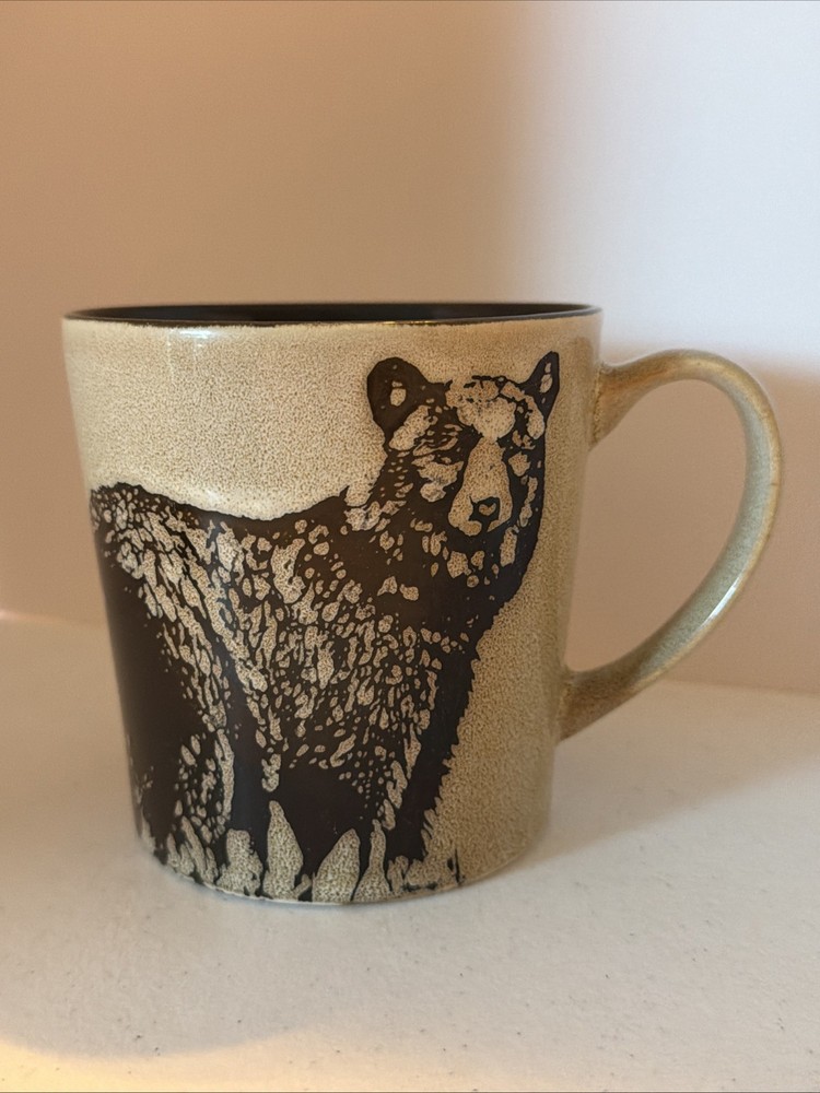Glazed Stoneware Grizzly Bear Coffee Cup Mug Brown