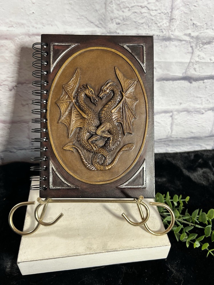 Double Dragon - Resin Cover - Journal - Lined - Fabric Backing - Notebook -Diary