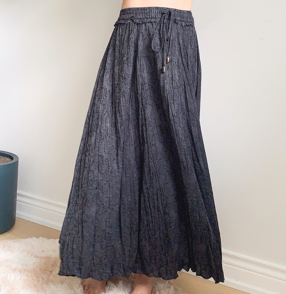 ZARA Women’s Black Pleated Maxi Skirt Flowing Lightweight XS