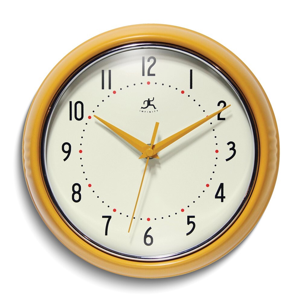 Vintage Saffron Retro 9.5 Inch Metal Wall Clock with Roman Numerals