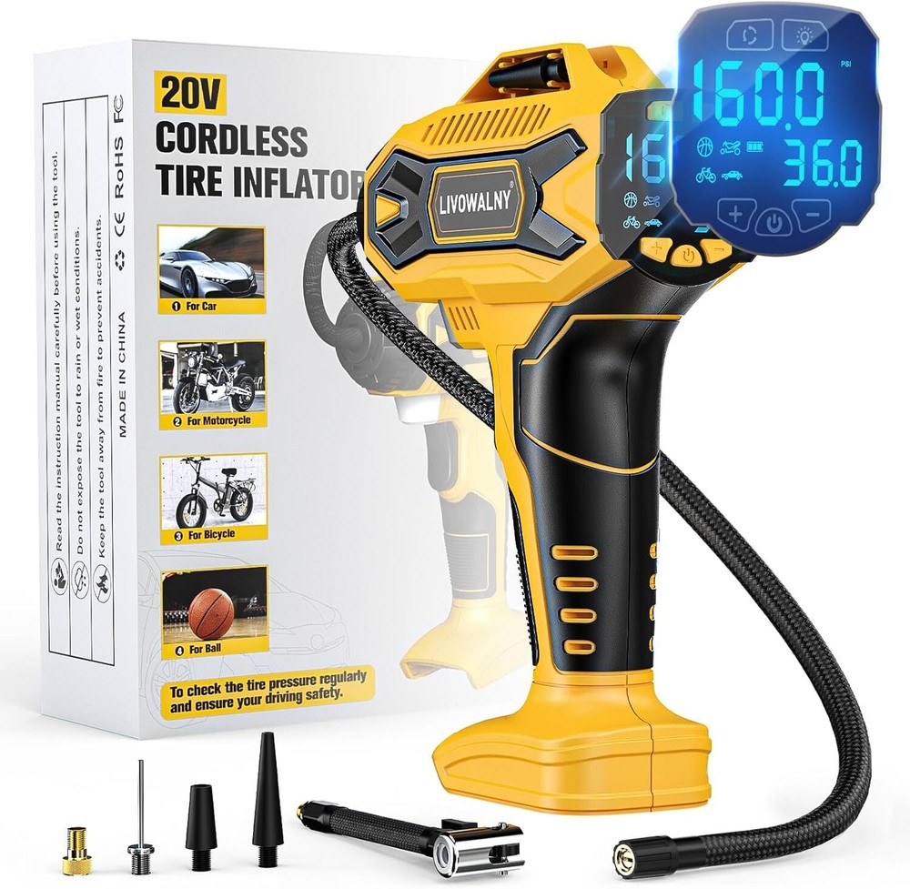 US Tire Inflator Air Compressor Compatible Dewalt 20V Max Battery 160 PSI Cordle