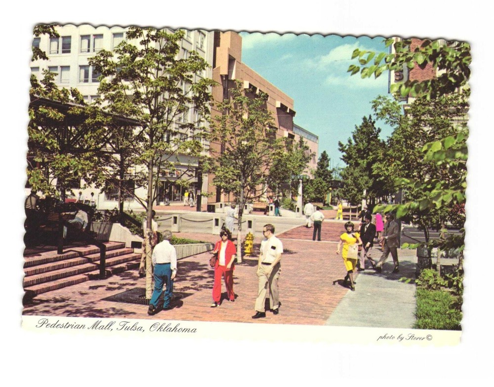 Pedestrian Mall, Tulsa OK vintage postcard unposted