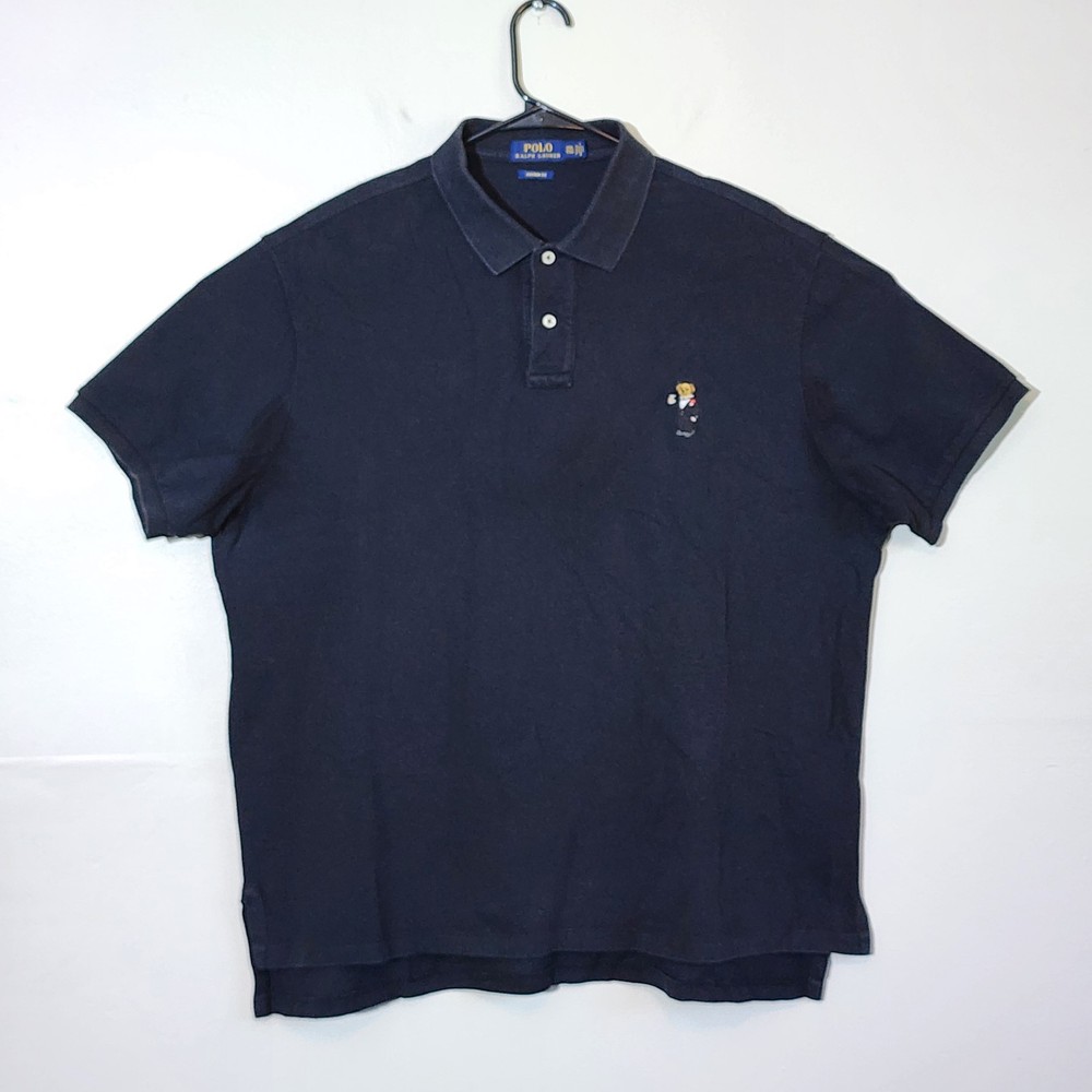 Polo Ralph Lauren Polo Shirt Mens 2XL Black Polo Bear Tuxedo Embroidered