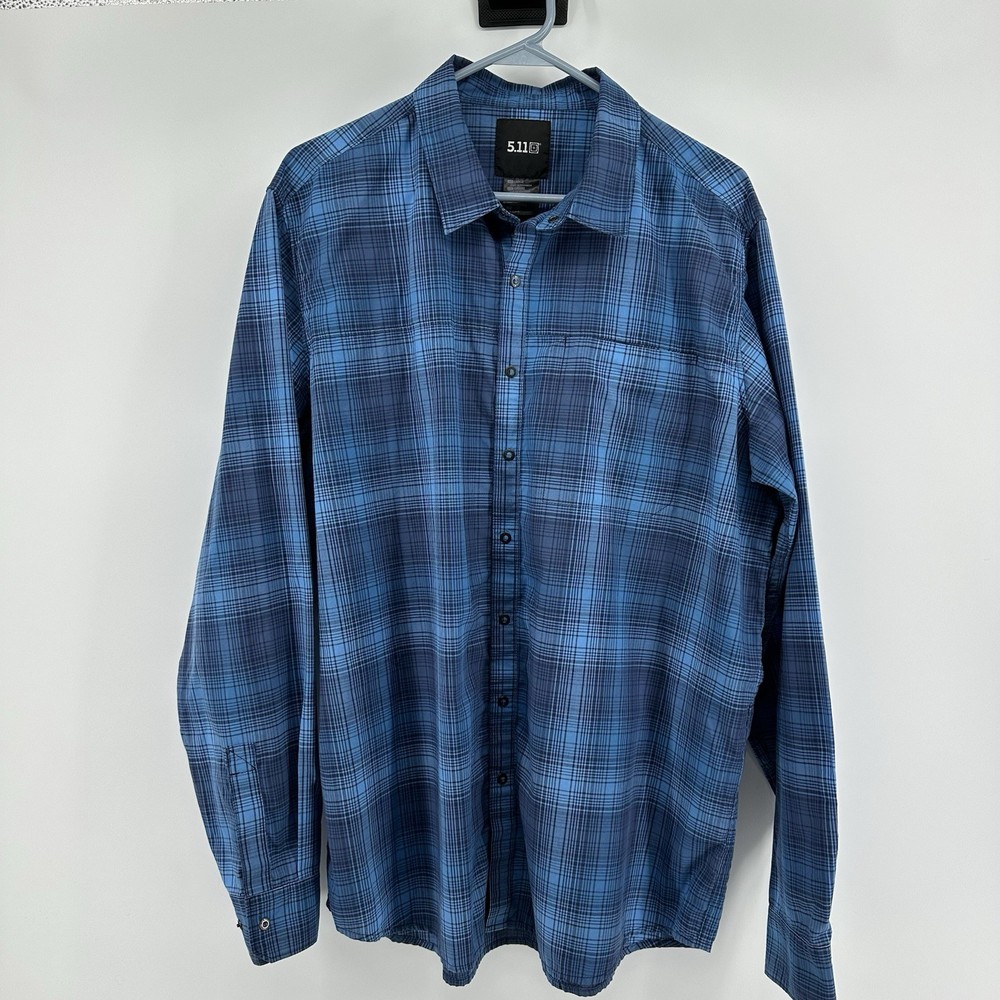 5.11 Tactical Shirt Igor Plaid Long Sleeve Snap Blue Plaid Large