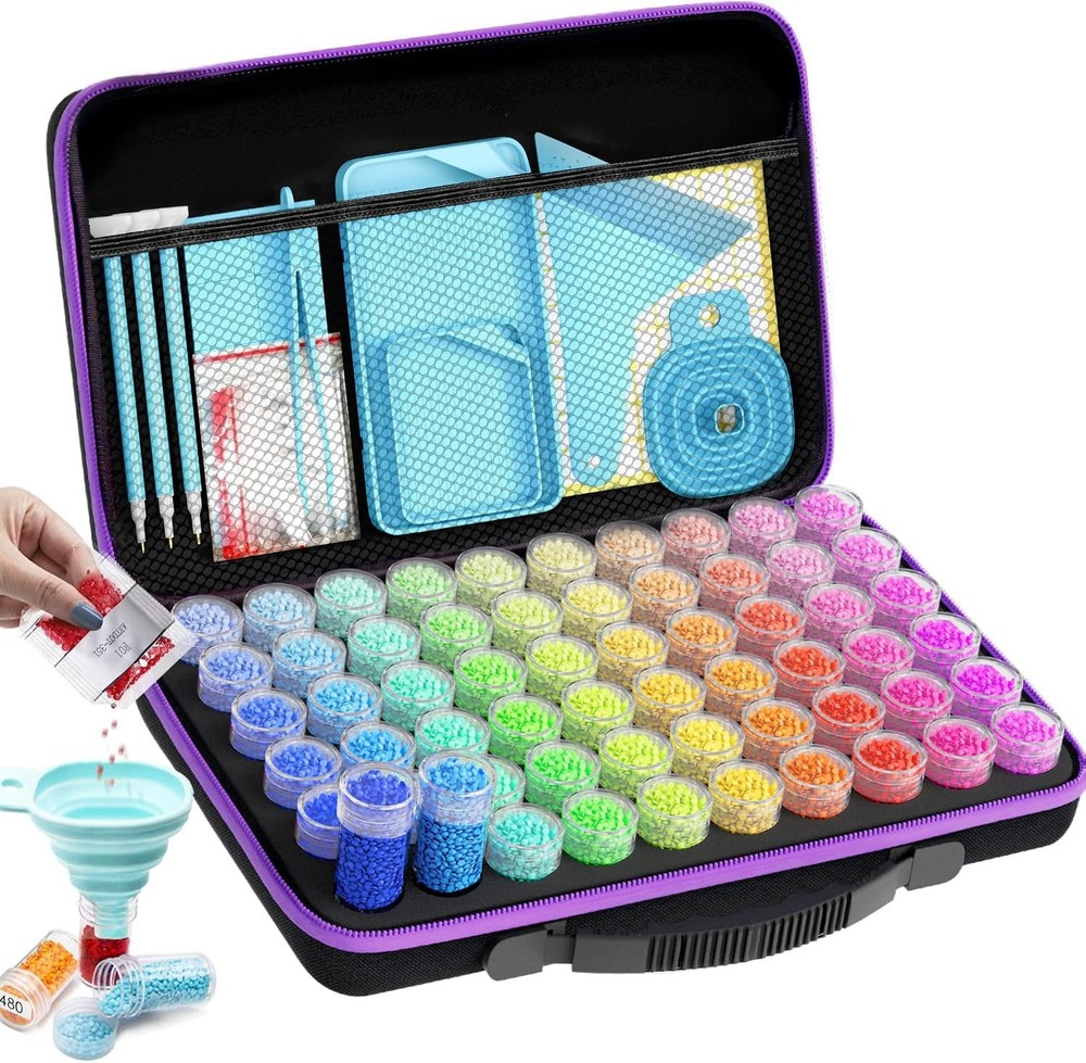 ARTDOT 60-Slot Storage Container for Diamond Painting Bead Organizer Portable