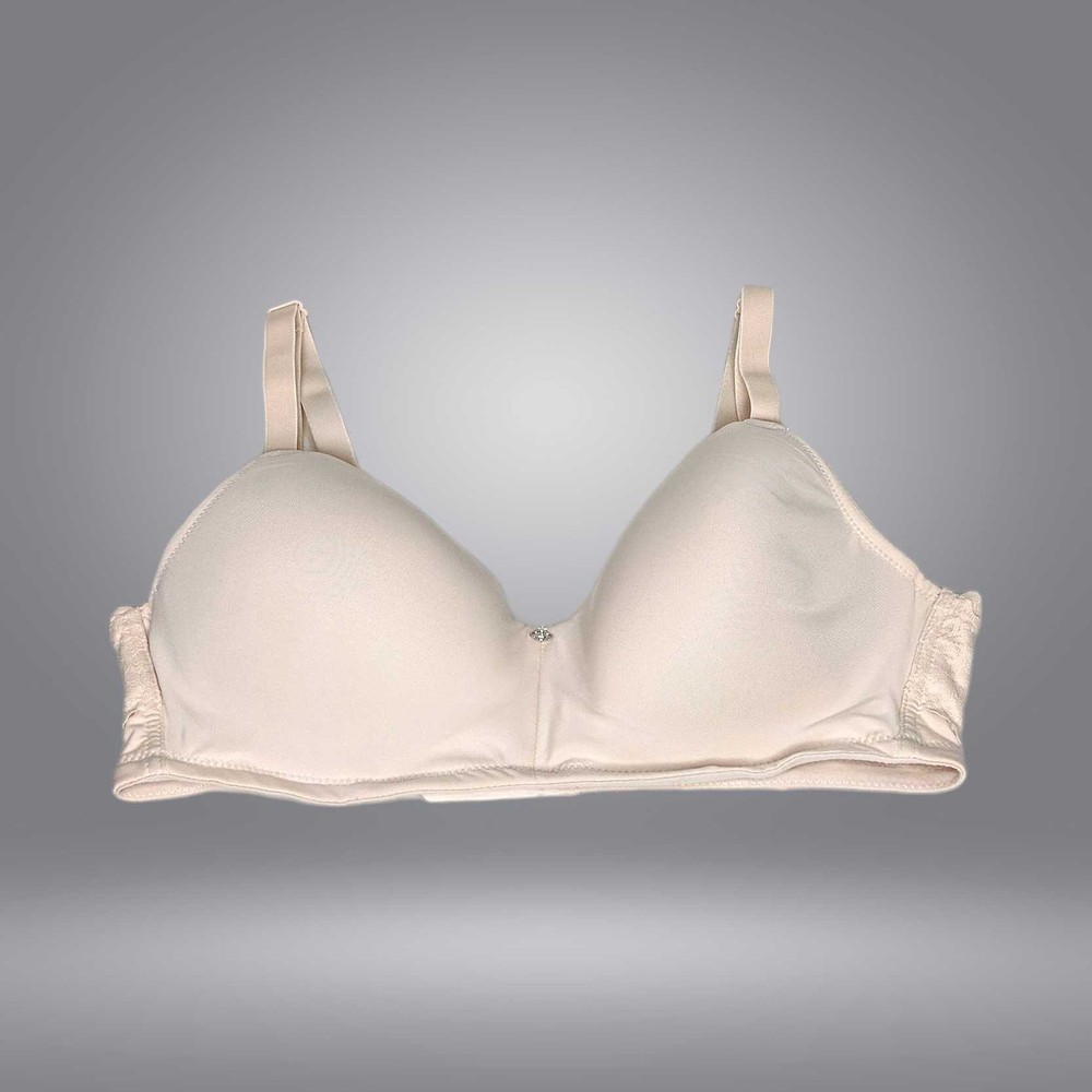 Breezies Women's Bra Sz 34B Lace & Micro Wirefree T-Shirt Beige A630704