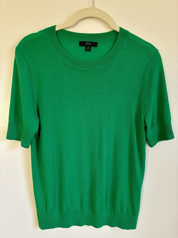 J. CREW Silk Blend Crewneck Sweater S Sea Moss Green L6660 Short Sleeve J.Crew