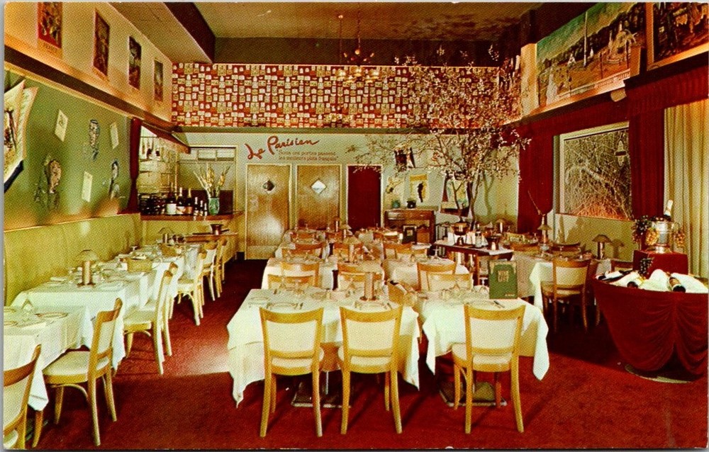 Vintage Le Parisien French Restaurant Miami Beach FL 1958 Dexter Press Postcard