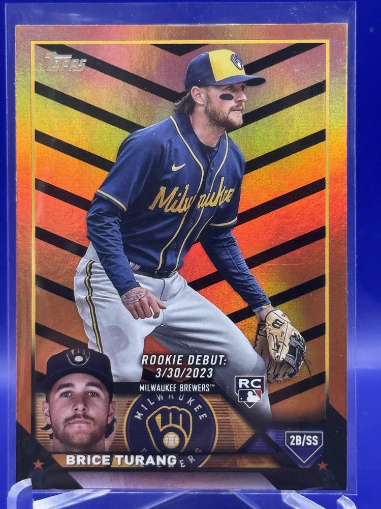2023 Topps Update Brice Turang Orange Black Foil #US101 Milwaukee Brewers Rookie Card