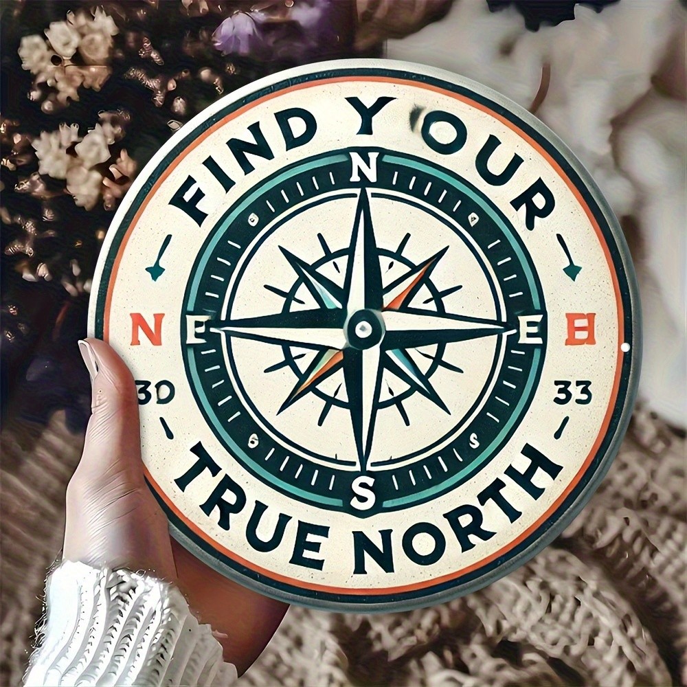 Find Your True North Floral Vintage Aluminum Sign 8x8 Inch