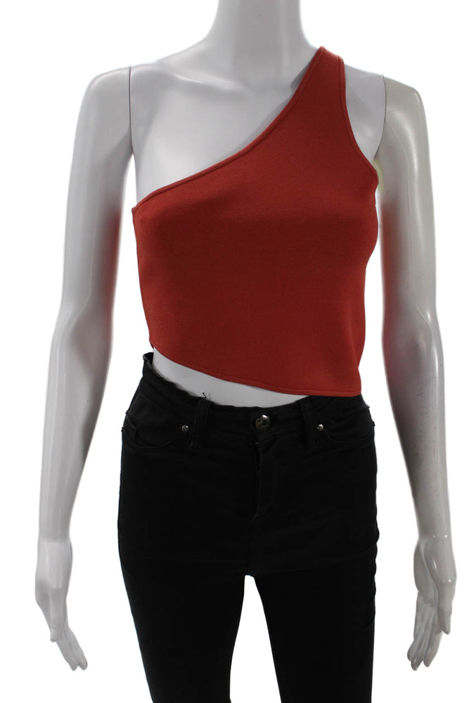 ALC Womens One Shoulder Stretch Knit Crop Top Orange Size SmallFree Shipping in US $100+ Orders | $6.95 Orders Below