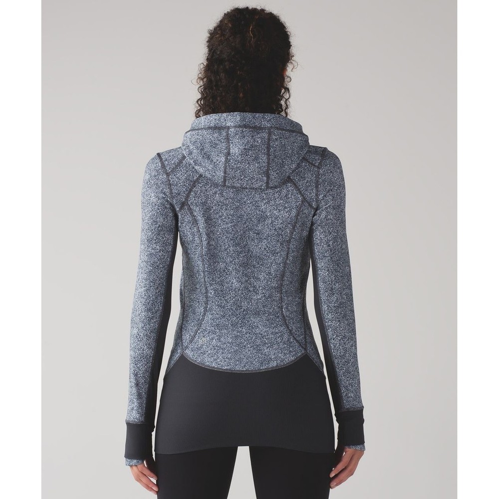 Lululemon Daily Practice Jacket Heathered Grey Black Full Zip Hoodie Size 12