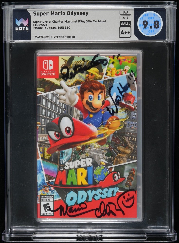 Super Mario Odyssey Graded and  Signed By Charles Martinet WATA/PSA 9.8 A++