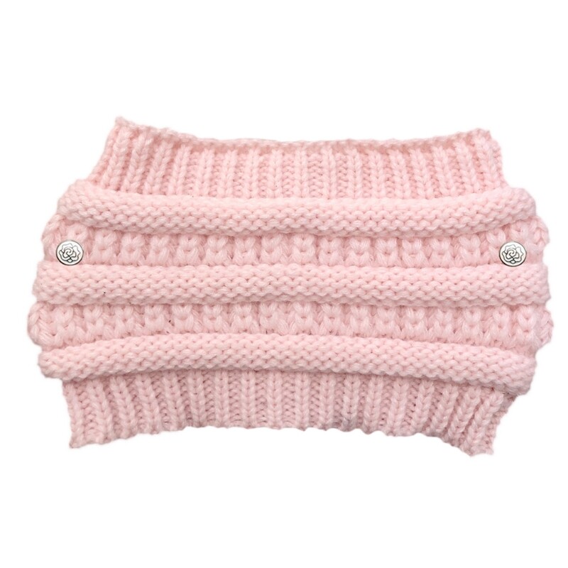 Crochet Headband for Women with Buttons Messy Bun Ponytail Ear Warmer Headwrap