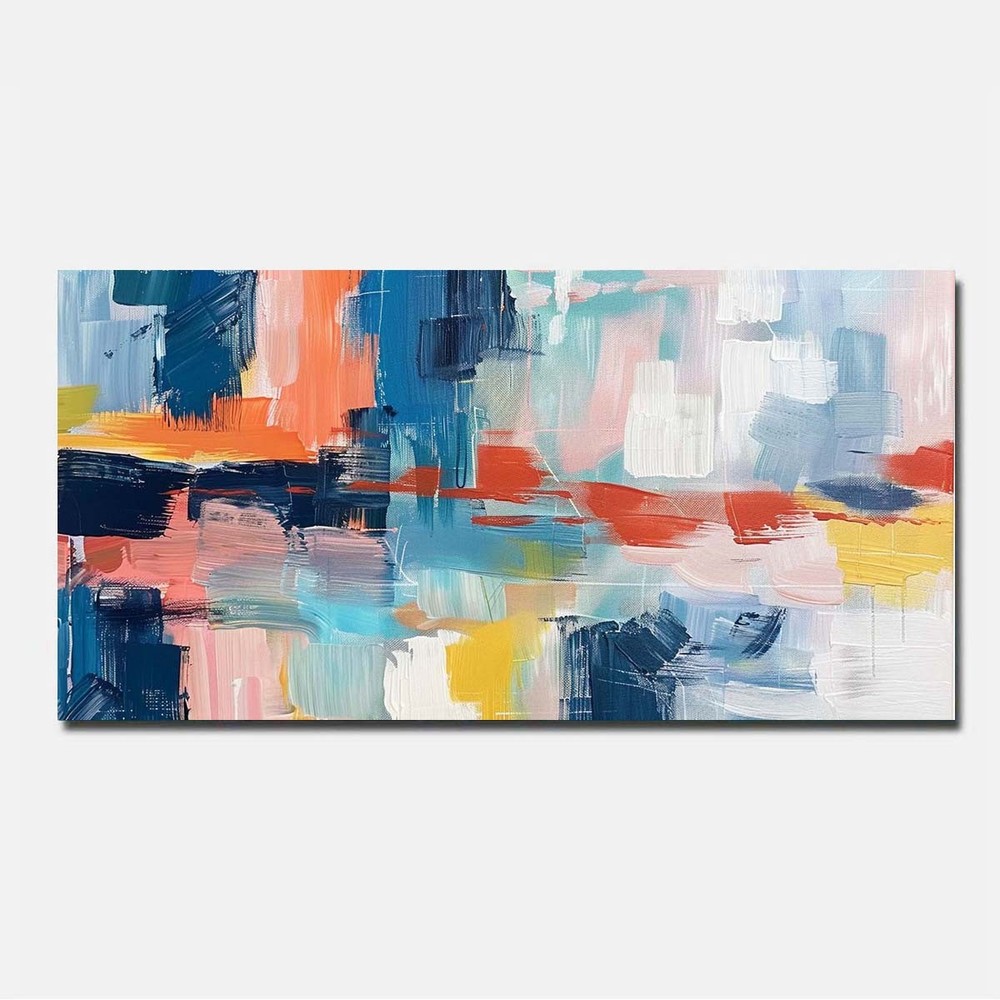 Hand Painted Oil Painting On Canvas Blue Home Decor Graffiti Abstract Wall Art-image