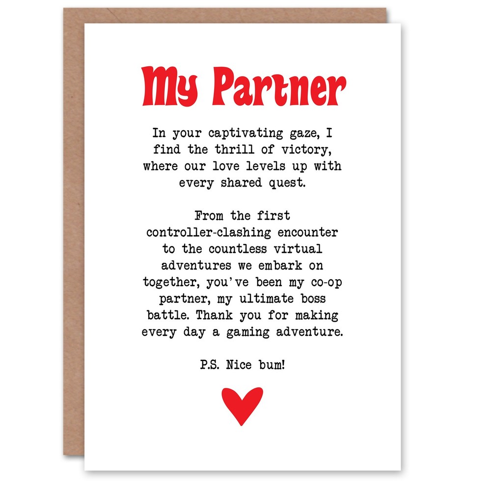 Greeting Card Love Poem Gamer Nerd Partner Romantic Poetry Fun Anniversary