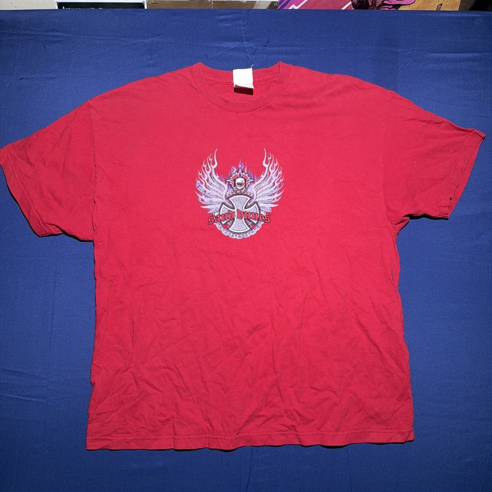 Men’s Vintage Sand Dunes West Coast Choppers Style Biker Red T Shirt Size XXL