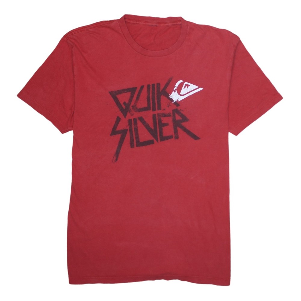 Quiksilver Mens T Shirt Red Graphic Logo Print Surf Skate Streetwear Tee Top M