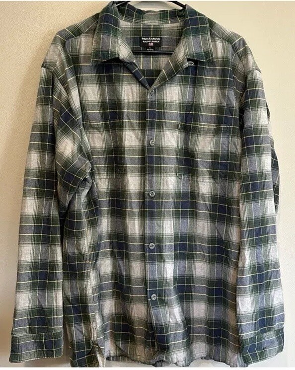 RARE/ VINTAGE: Ralph Lauren Plaid Shirt Casual Button Down Size Large Western