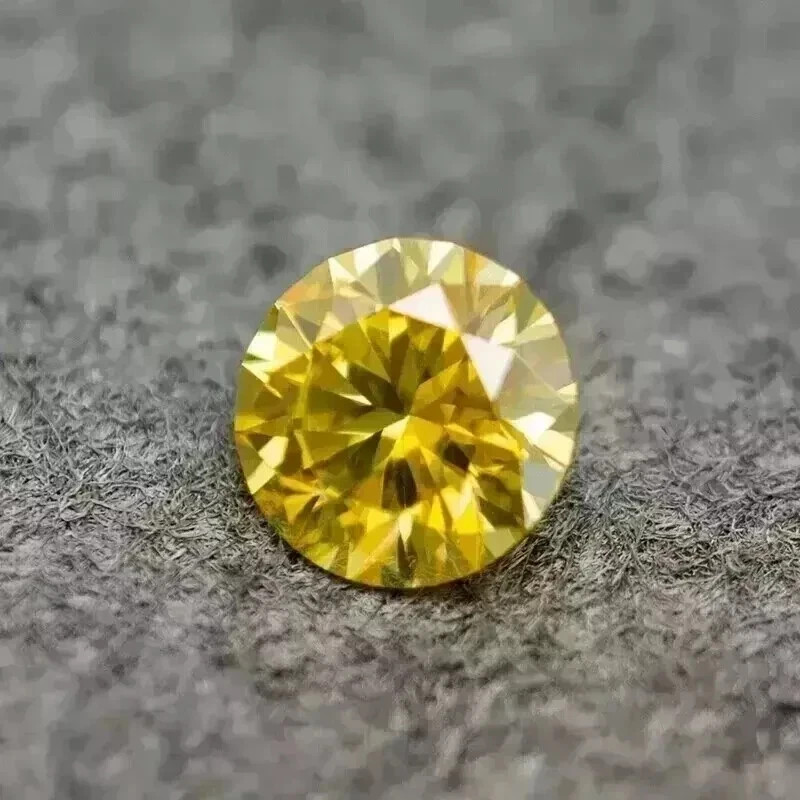 2  CT Lab Grown Yellow Color Diamond Round Cut 12 mm VVS1 Certified