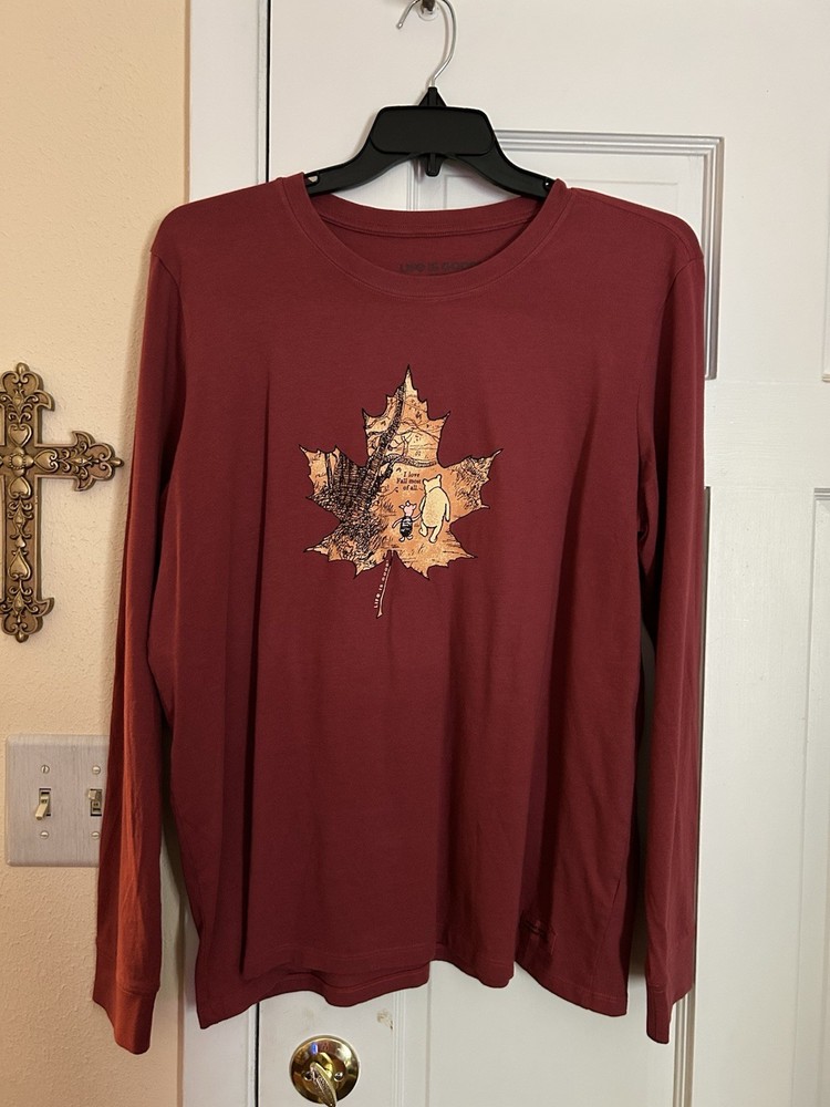 Life Is Good Women’s Size XL Long Sleeve Crew -Fall Winnie The Pooh. New No Tag