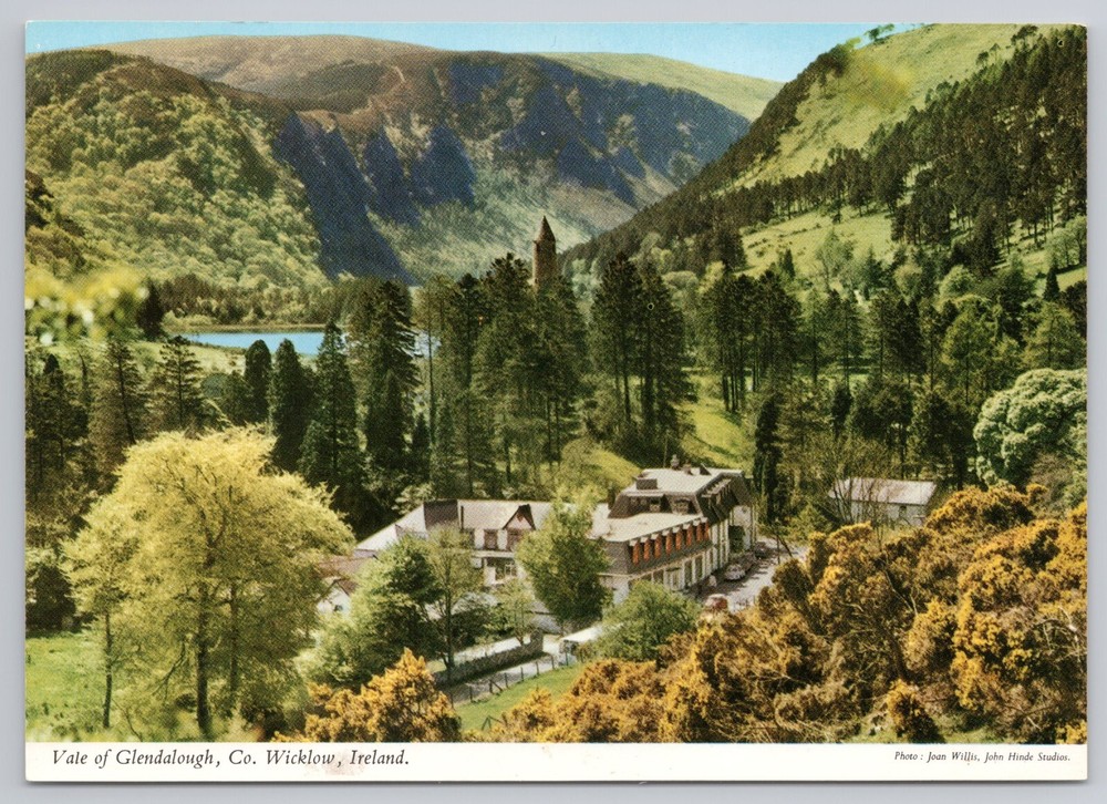 Postcard Vale of Glendaloch Co. Wicklow Ireland St Kevin & Round Tower