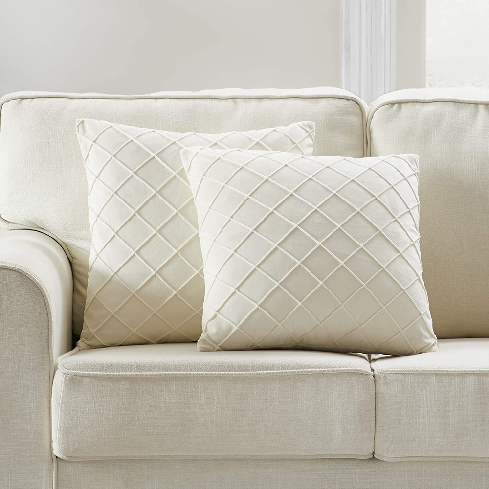 Velvet Cream Throw Pillow Covers, 18 X 18 Inches Decorative Throw Pillows for Co