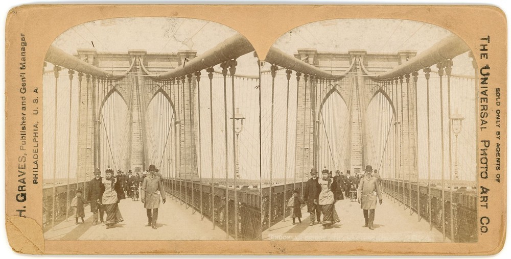 NEW YORK CITY SV - Brooklyn Bridge Walkway - CH Graves 1890s