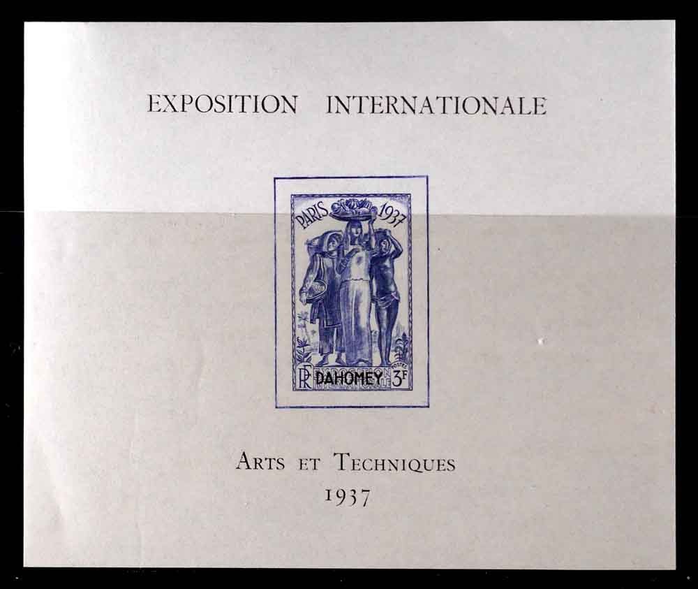 Dahomey, France: 1937 Classic Era Stamp Unused Expo Sheet Scott #107 Sound