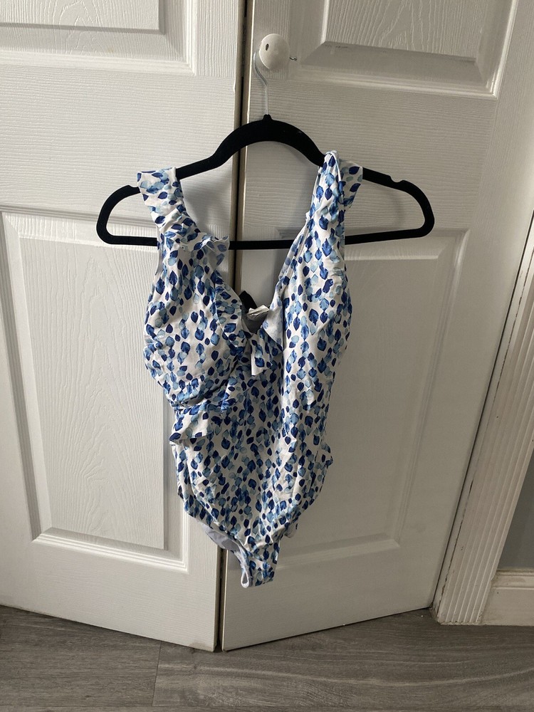 Niptuck Swim Women’s Floral One Piece Swimsuit Teal Blue White Size 6