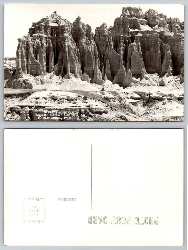 Vintage RPPC Postcard Castle Butte Canyon Badlands National Park South Dakota