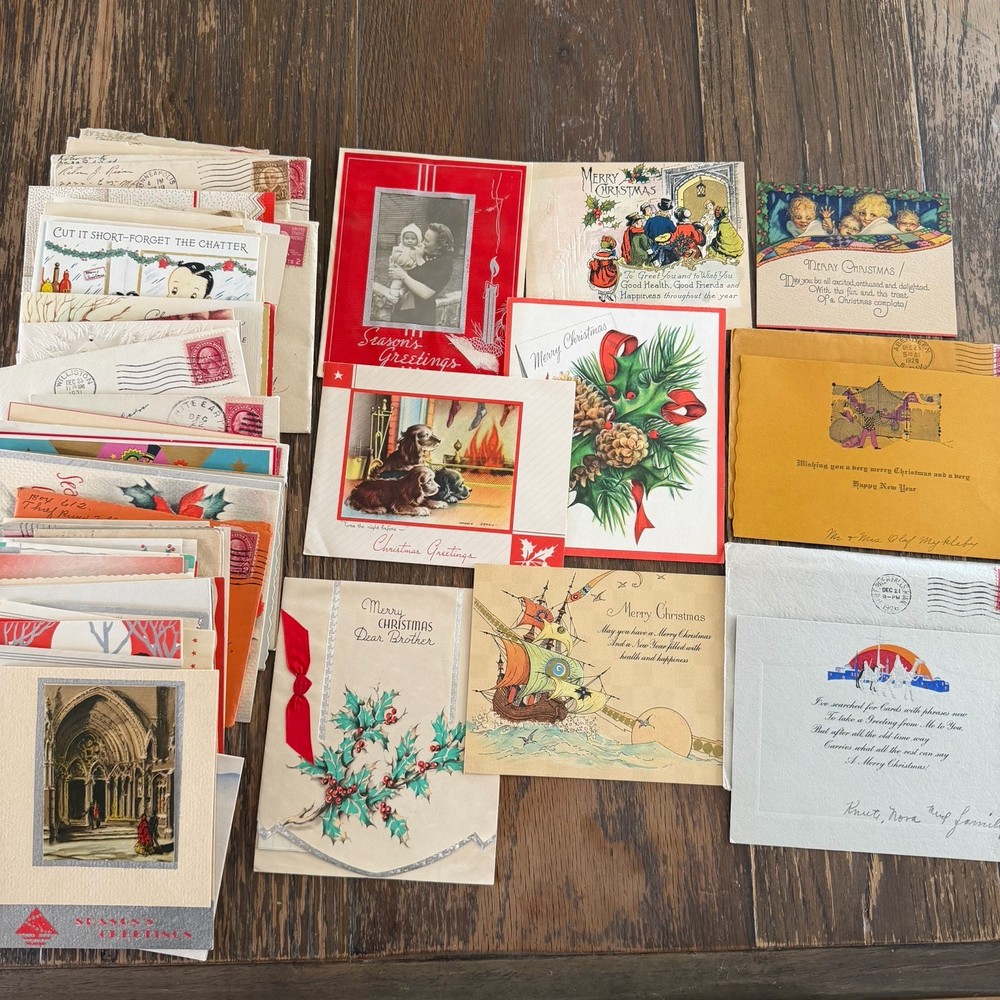 *Lot Of 10* 1920-1930s Christmas Cards Used Mixed Lot Scrapbook Decor Art