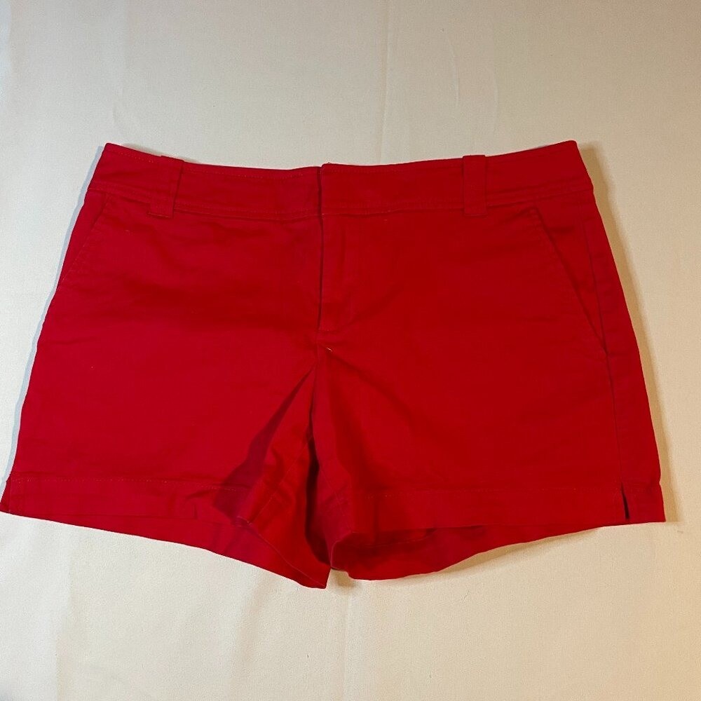 New York & Company Shorts Womens 4 Red Boyfriend Chino Casual Pockets Flat Front