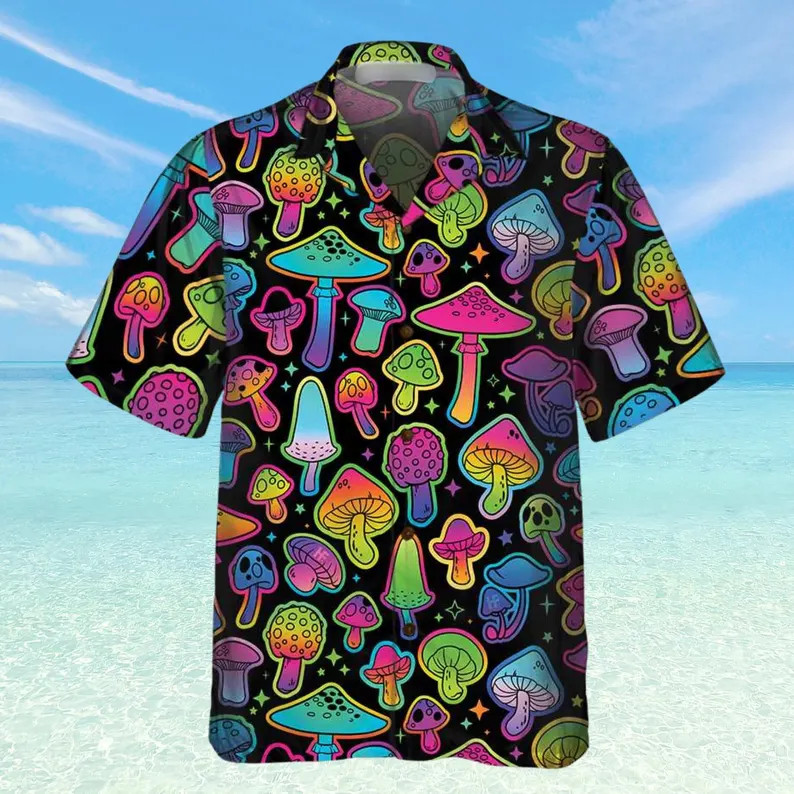 Psychedelic Trippy Mushroom Hawaii Shirt Mens Womens Aloha Beach Vacation