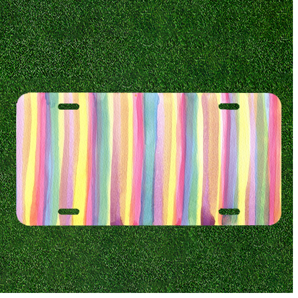 Custom Personalized Auto Tag With Colorful Abstract Design Art-image