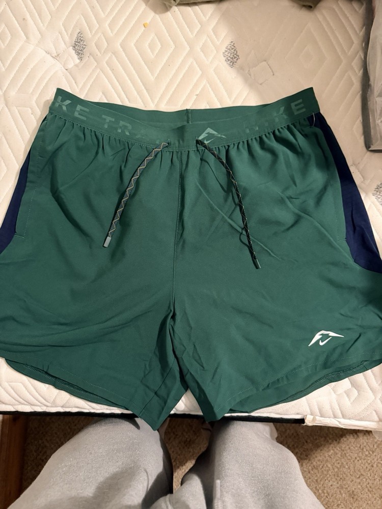 Nike Trail 5 Inch Dri-FIT ADV Lined Running Shorts Green/blue Mens Size Medium