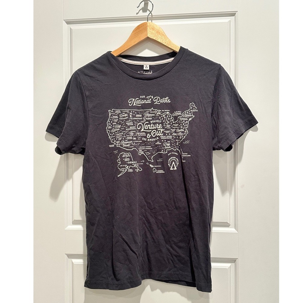 The Landmark Project National Parks Map T-Shirt Mens Medium Gray Venture Out