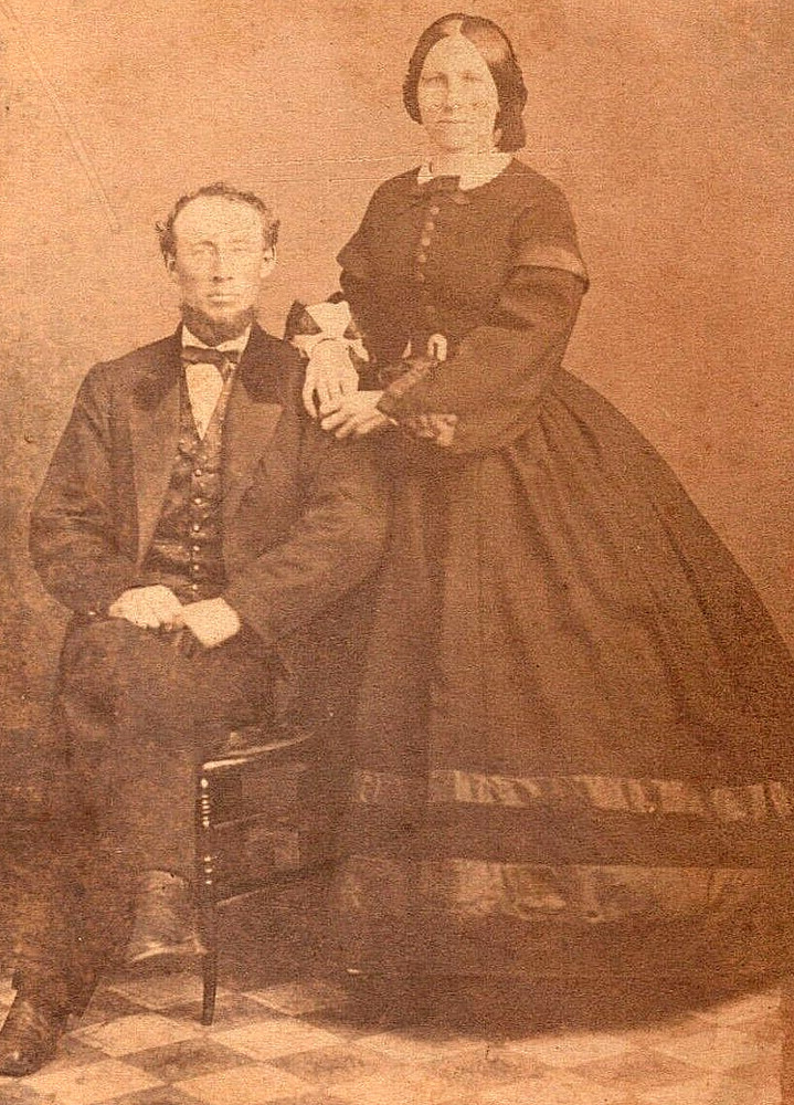 Antique Vintage Photo CDV Civil War Era Portrait Man Suit Lady Hoop Skirt Dress